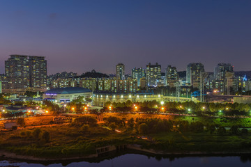 Fototapeta na wymiar seoul city night view , south korea , skyline by long exposure 