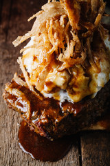 Gourmet open face meatloaf sandwich