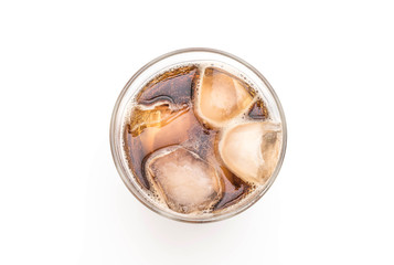 glass of cola with ice