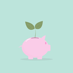 Flat design concepts for business piggy, investing saving concept,