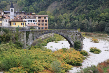 Fototapeta na wymiar scenic landscape at the broken bridge of Belluno, Italy