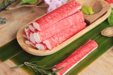 Crab stick with wasabi sauce is delicious