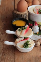 Steamed egg with crab stick is tasty