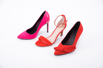 Set of female red shoes