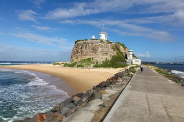 Fototapeten Nobbys LIghthouse Newcastle Australia. This is one of Newcastle most recognisable landmarks. Australia's second oldest city is some to some amazing coastal landscapes © jeayesy
