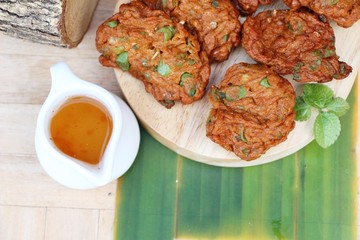 Fried fish cake with sauce is delicious