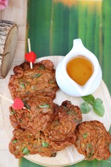 Fried fish cake with sauce is delicious