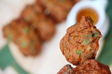 Fried fish cake with sauce is delicious