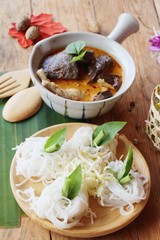 Chicken curry coconut milk with rice noodle