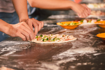 Cooking pizza