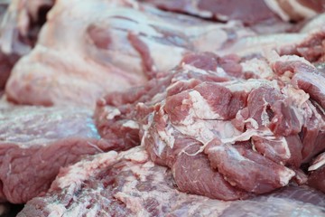 raw pork foot for cooking in market