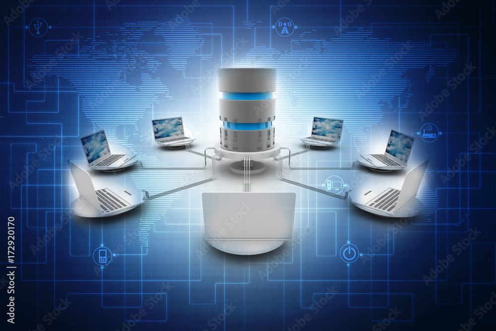 Poster 3d rendering technology computer network