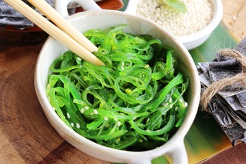 Seaweed wakame salad delicious and dries seaweed