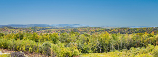 panoramic landscape from Route No 9 in Vermont to the green mountains