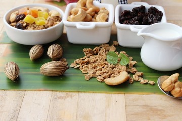 Granola cereal mix for health with milk
