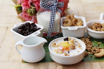 Granola cereal mix for health with milk