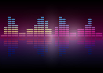 Multi color  Audio waveform technology background  Digital equalizer technology abstract  Vector image