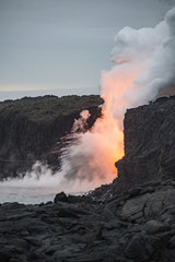 Fototapeta na wymiar Hawaii Island Kalapana lava Ocean entries
