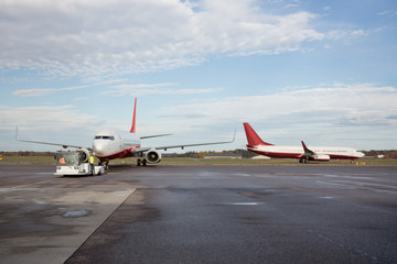 Airplanes On Wet Runway