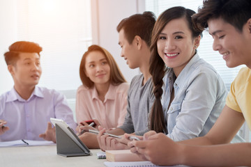 Attanding business meeting