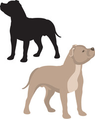 staffordshire bull terrier vector illustration style flat black silhouette