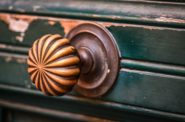 ancient doors close up - door details, knob, wood structure, iron texture