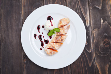 strudel with ice cream