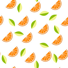 Orange, lemon on white background. Seamless pattern. Vector illustration.