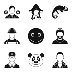 Selfhood icons set, simple style