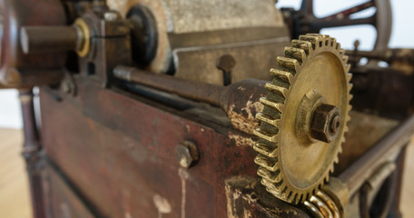 Fototapeta na wymiar Closeup of antique gear assembly