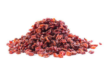 Dried raisins on a white background