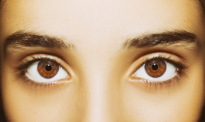 A beautiful insightful look woman's eyes.