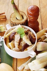 Bamboo shoot boiled soup with pork delicious