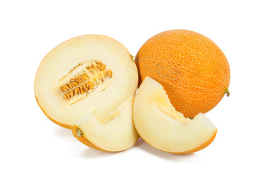 sliced melon isolated on white background