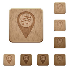 Credit card acceptance GPS map location wooden buttons