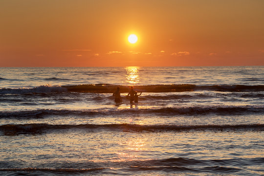 Sunset time on Baltic sea.