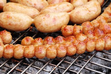 Grilled sausage asia is delicious in market