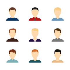 Set of avatars of handsome men, vector illustration