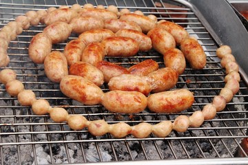 Grilled sausage asia is delicious in market