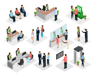 Isometric People In Bank Collection