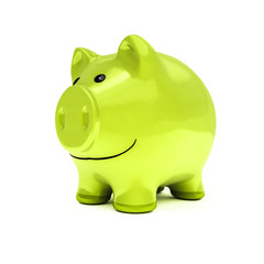 typical piggy bank in green color