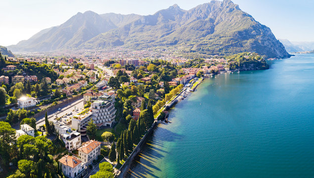 Lecco (IT) - Vista aerea panoramica verso Valmadrera