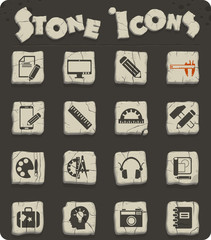 creative process stone icon set