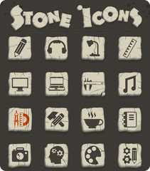 creative process stone icon set
