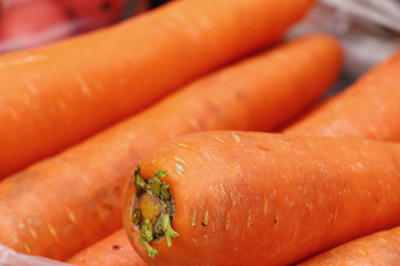 Fresh organic carrots  in the market
