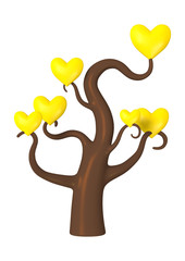 3D Rendering Heart Tree on White
