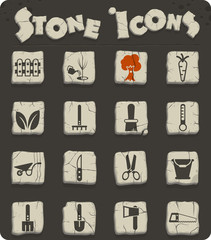 gardening stone icon set