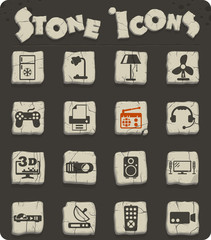 home appliances stone icon set