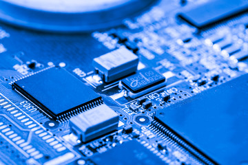 Abstract,close up of Circuits Electronic on Mainboard computer Technology background.
(logic board,cpu motherboard,Main board,system board,mobo)