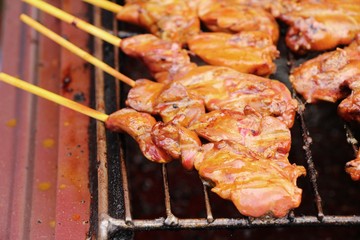 roasted pork is delicious in the market